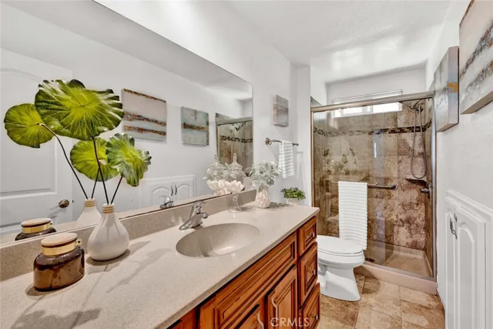Remolded downstair bathroom that includes brand new glass shower doors!