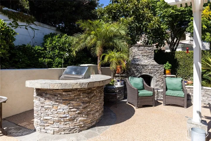 Built-in BBQ and fireplace