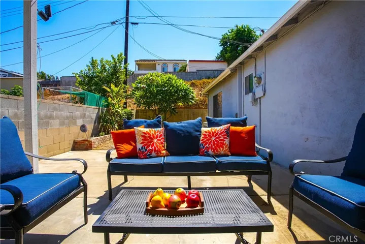 Blockwalls surround the backyard for extra privacy