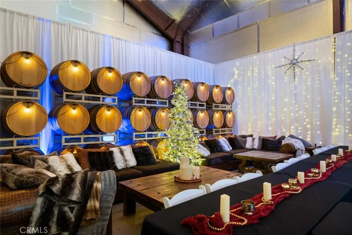 event room with holiday decor