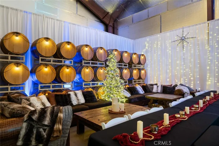 Event Room decorated for the holidays.