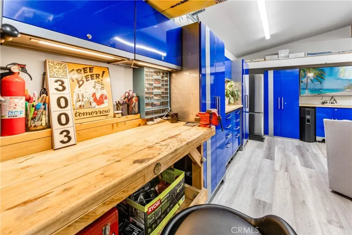 Work bench in the finished garage