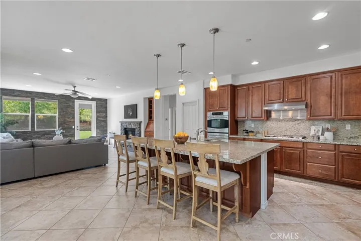 kitchen open to living and dining