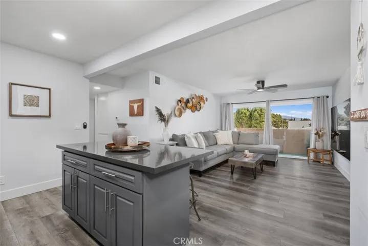 Kitchen open to living room