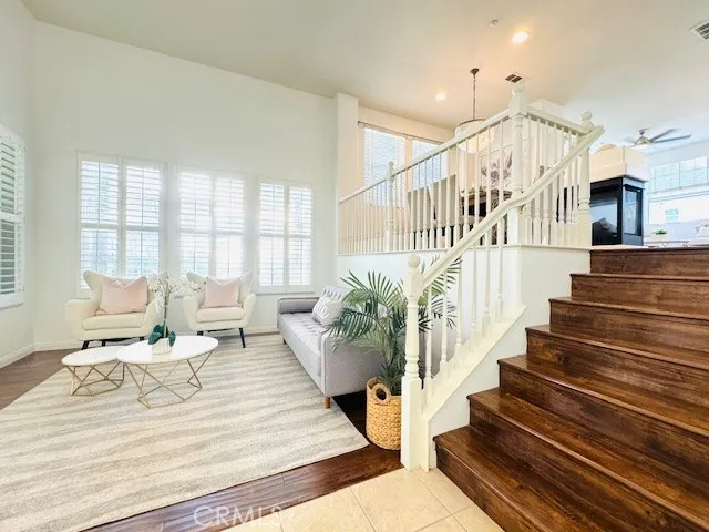 Stairs leading up to dining area