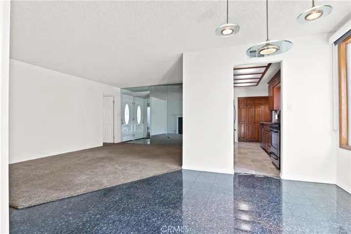 View of living room and kitchen