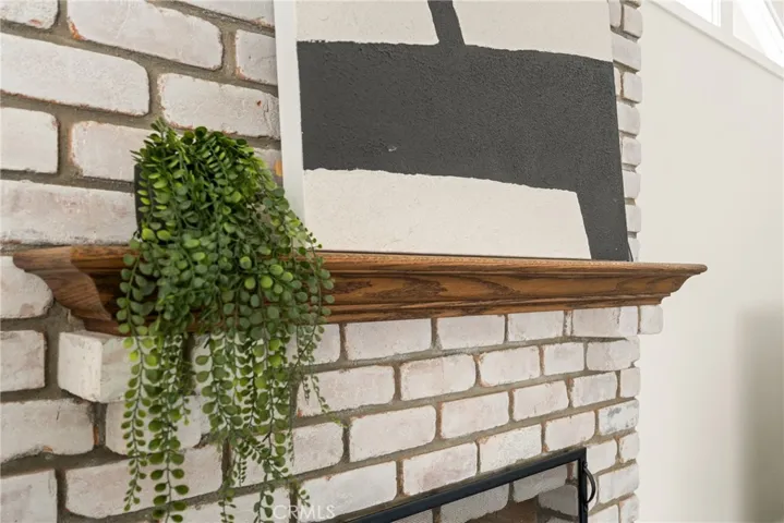 designer touches on the fireplace brick