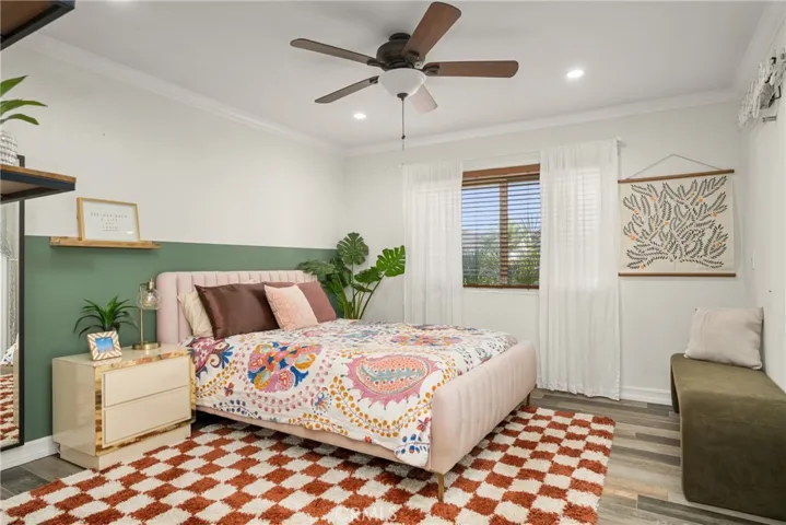 Spacious primary bedroom with walk in closet