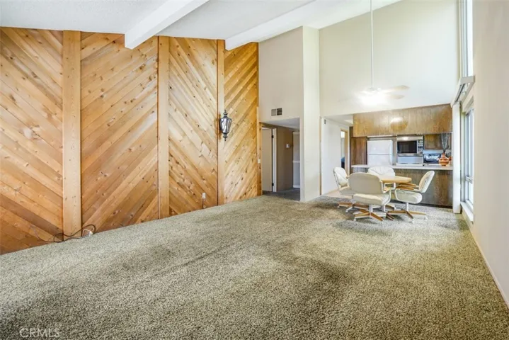 The Family room has vaulted ceilings.