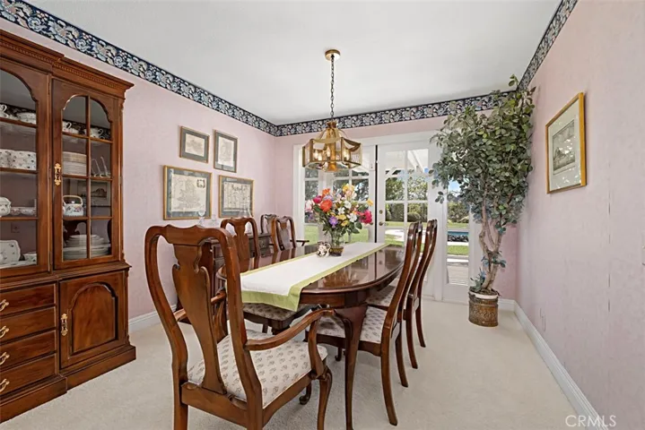 Formal Dining Room with French Doors to Backyard