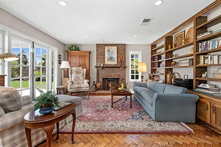 Family Room with Custom Bookshelf, Fireplace
