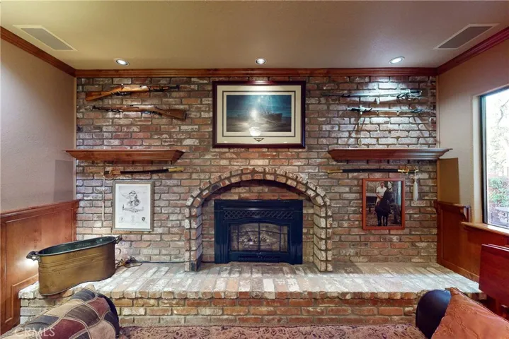 fireplace in den
