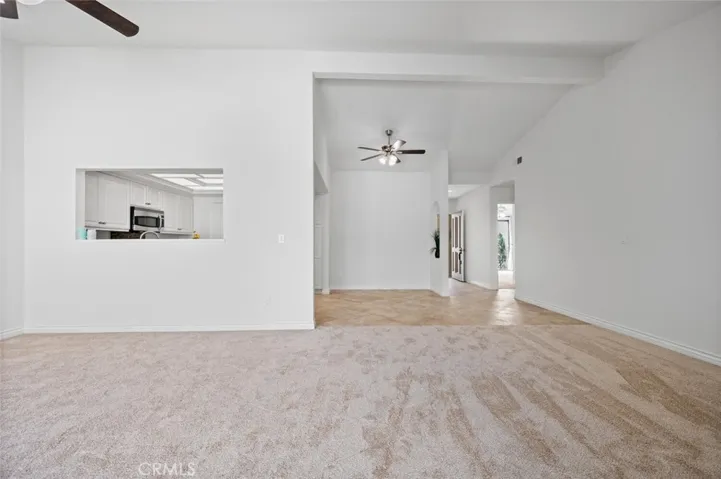 Living room open to kitchen and dining room