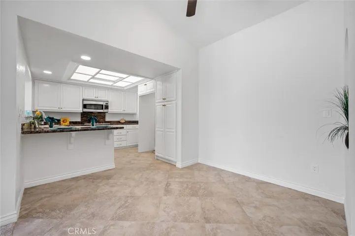 View from dining room to kitchen