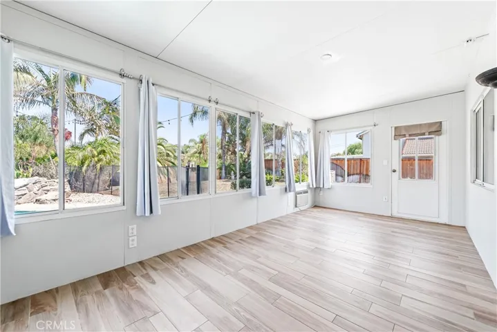 Sunroom faces pool