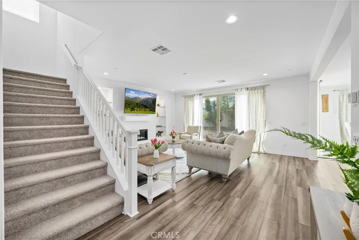 Stairs leading to upstairs rooms.