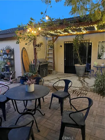 Backyard open patio 
At night