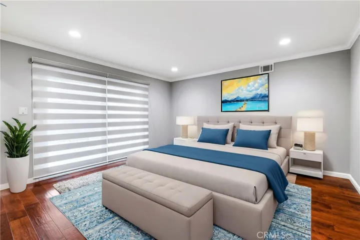 Ok then... how about Ocean Blues on Tan Bedding, a Button-Tuft Headboard & matching Storage Bench?  Question) What nightstands & lamps would you have selected?  Answer) The choice is yours!
