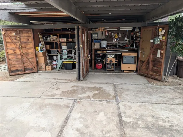 Workshop area with the doors open