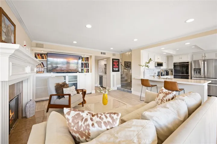Family room with built-ins