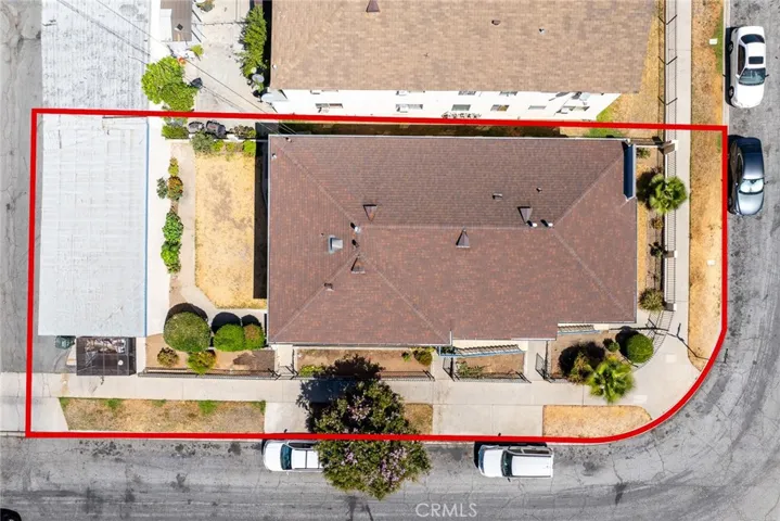 Bird view of building and carport space