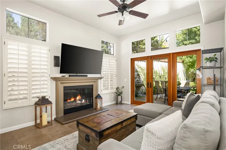 Family Room with double doors to the Patio