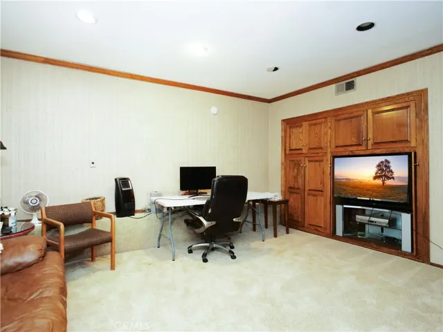 Downstairs #4 office/bedroom with built in cabinetry and television