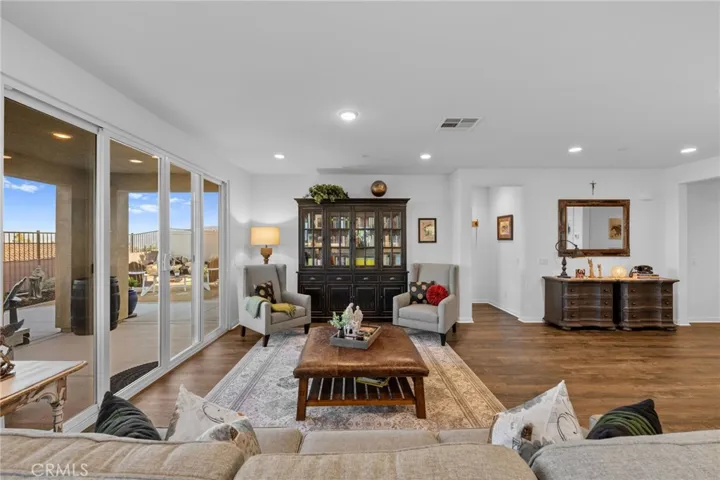 Living room with 2 Sliding doors.