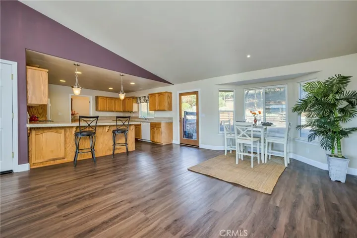 Spacious kitchen and dining area opens right to the back yard