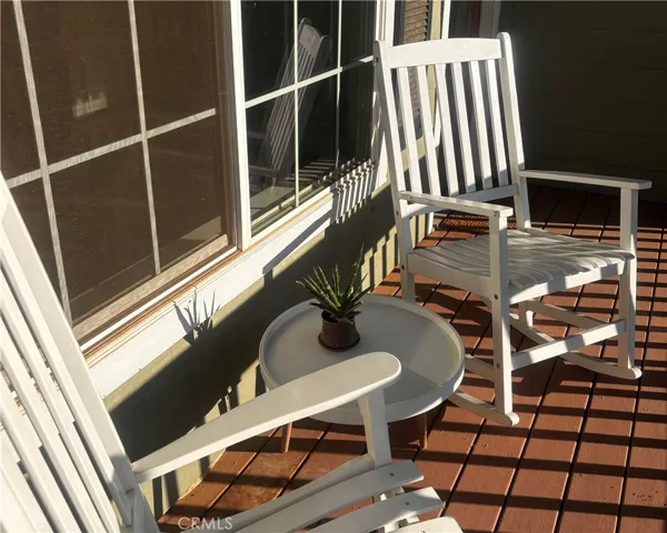 The front porch is a great spot to catch the amazing sunsets of Hidden Valley Lake.