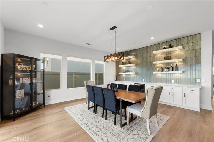 Dining room with Built in Dry bar.