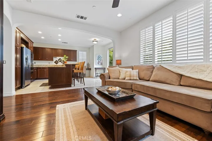 Great room opens to expansive kitchen area.