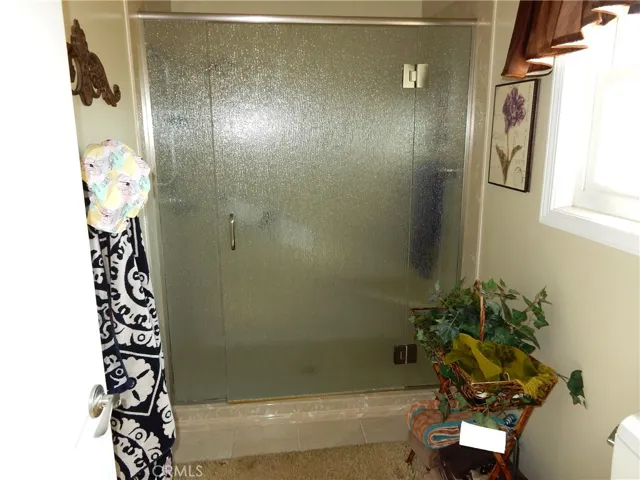 Large walk-in shower in the main bedroom bath.