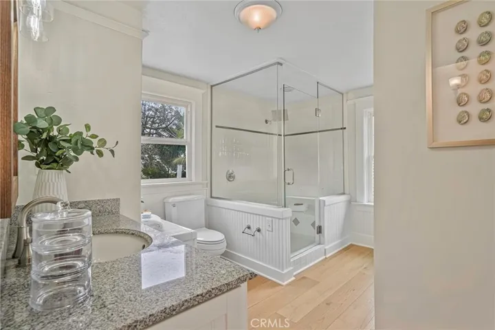 The primary shower filled with light.