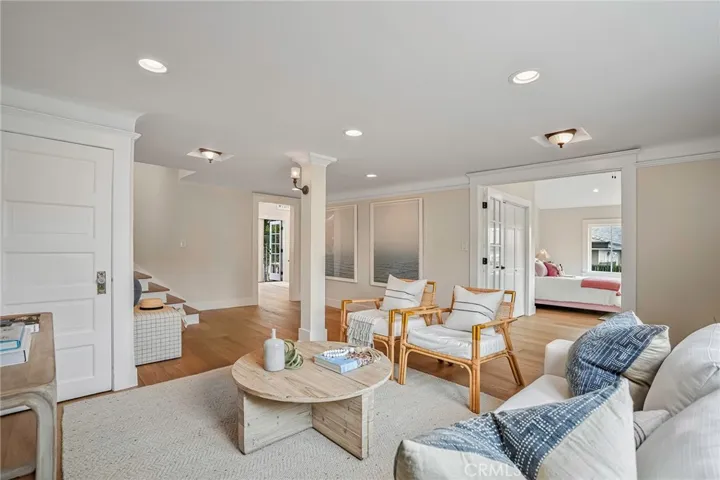 The living room invites with warmth and character.