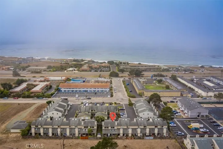Drone shot of condo location.