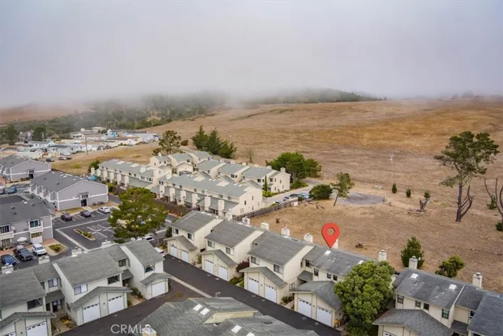 Drone shot showing condo.