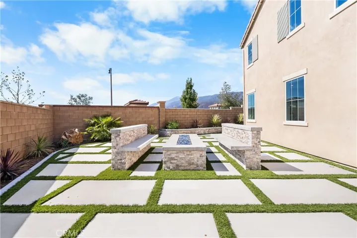 Custom water-wise landscaping w/ firetable