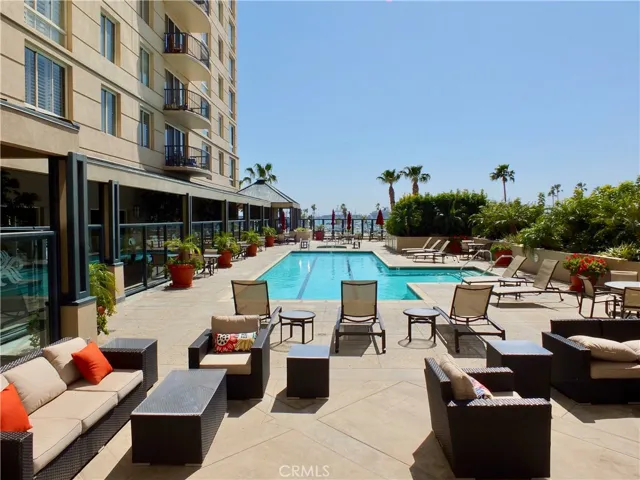 Sparkling pool and lounge area....
