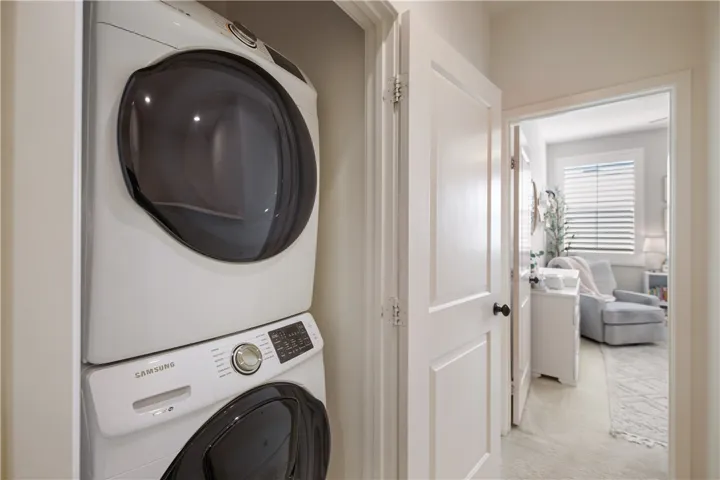 Upstairs, stackable washer & dryer included.