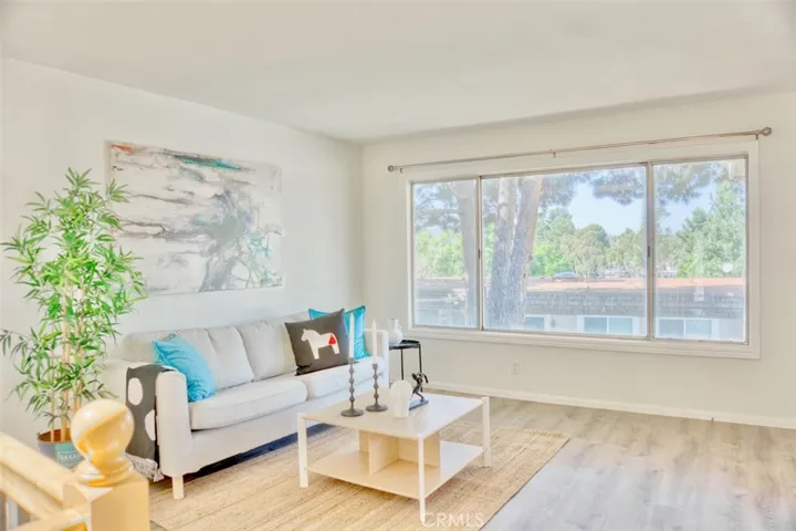 Living Room has a view of a lovely pine