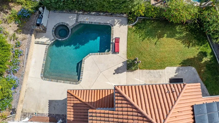 Drone view of the backyard