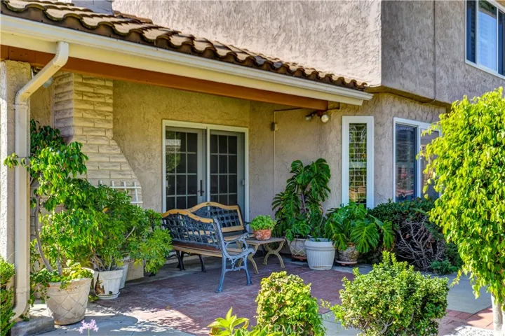 Patio space in backyard