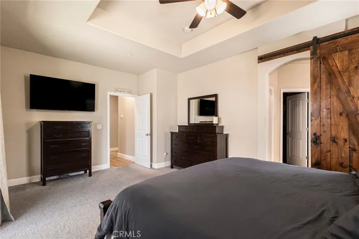 Beautiful barn door for bathroom privacy.