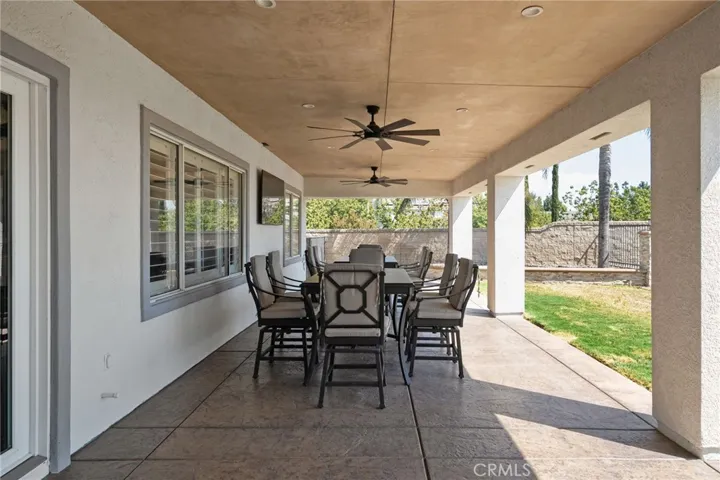 Lots of sitting space with ceiling fans