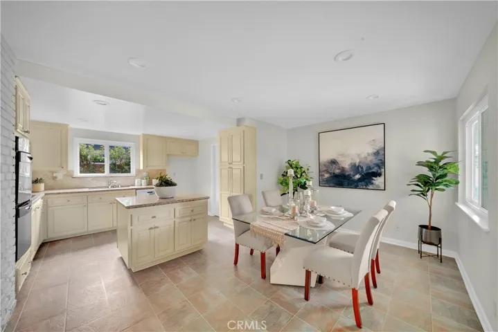 Open kitchen and dining.