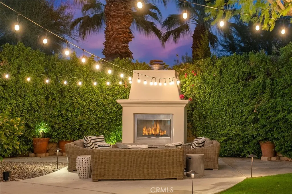 Cozy up to the outdoor fireplace Cozy up to the outdoor fireplace