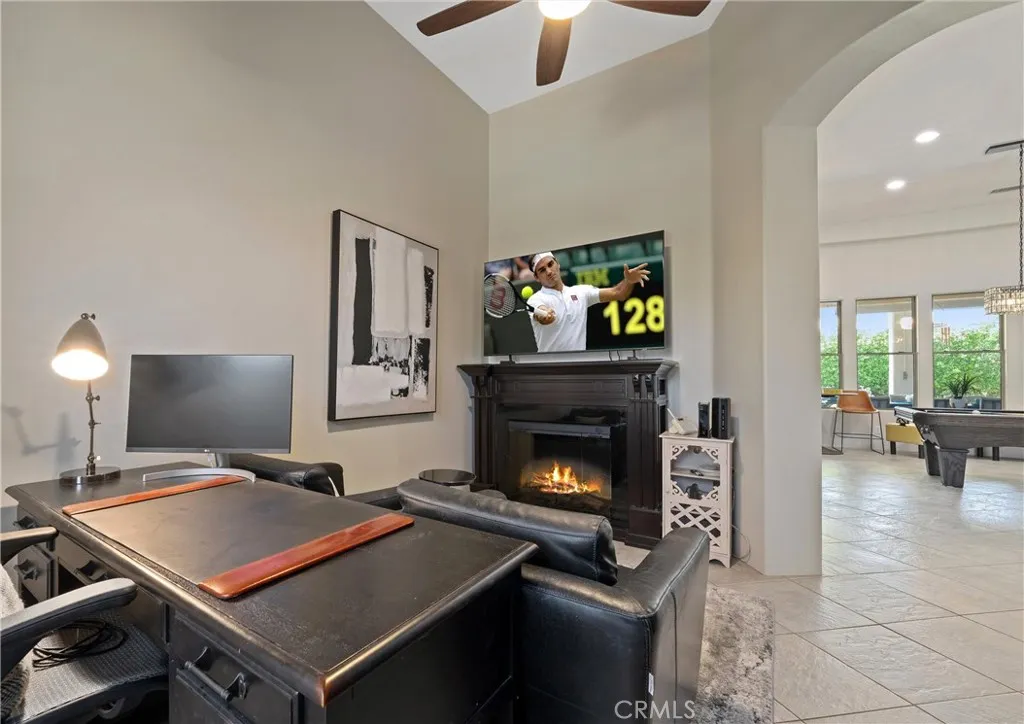 Home Office with SmartTV and fireplace Home Office with SmartTV and fireplace