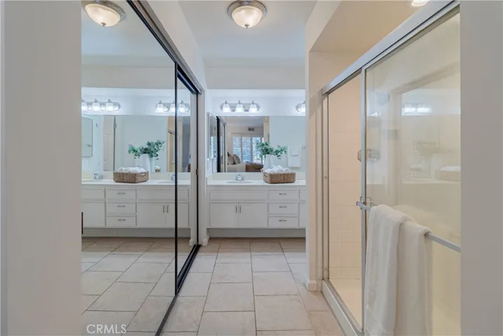 view from primary into bathroom