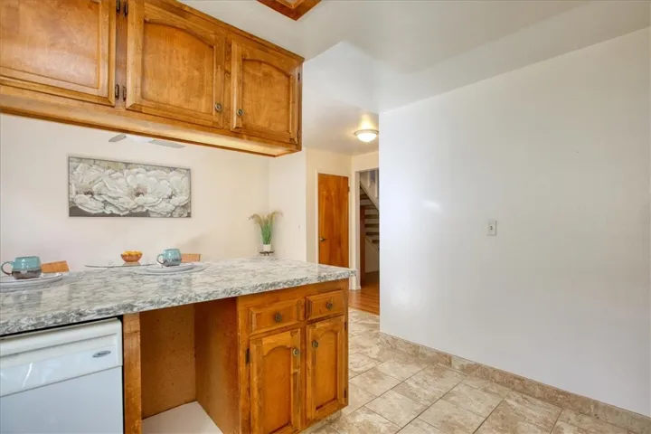 View from kitchen to dining area